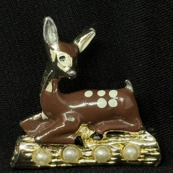 Animal Lover Vintage Pins Brooches Set of 3 - White Cat / Black‎ Rabbit / Deer - Picture 7 of 10